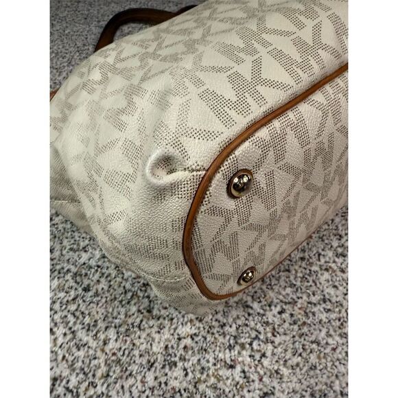 Michael Kors Jet Set Large Tote Bag Vanilla Cream Signature MK - Picture 7 of 12